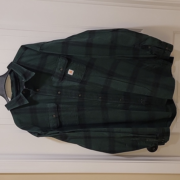 Carhartt Loose Fit Heavyweight Flannel Plaid Long Sleeve Shirt Size 4XL - Picture 9 of 9